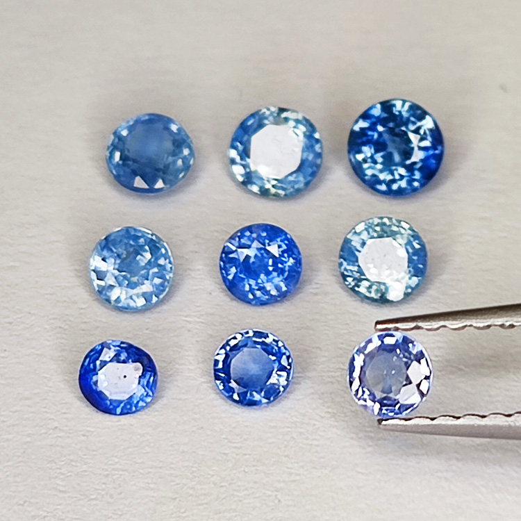 1 ct Zafiro songea azul redondo de 2.65 mm a 4.05 mm
