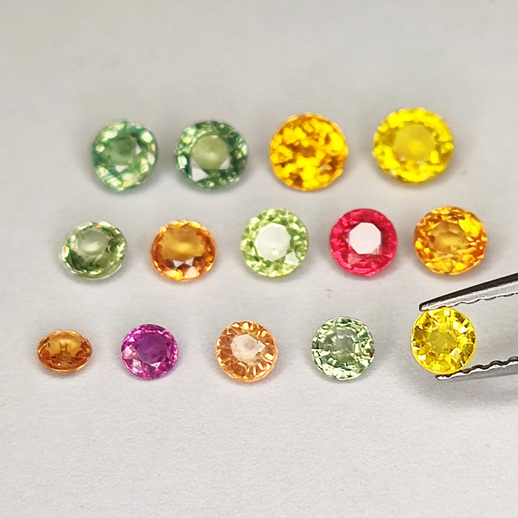 1 ct  Saphir songea diverses couleurs rond de 2.65 mm à 4.05 mm
