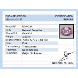 1,53 ct taille ovale 7,89 x 5,79 x 3,81 mm