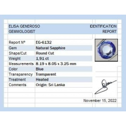 1,91 ct Zaffiro blu ovale 8,19 x 8,05 x 3,25 mm