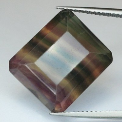27,88 ct Fluorite Blue John Emerald Cut 17,44 x 14,73 x 10,70 mm
