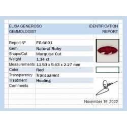 1,34 ct Marquise Natural Ruby 11,53 x 5,63 x 2,27 mm