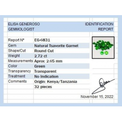 2,72 ct Tsavorita Talla Redonda aprox 2,65 mm