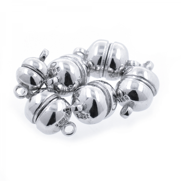 Chiusura a calamita in argento 925 rodiato 14 x 8 mm