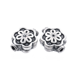 DIY Rhodium plated 925 silver bead 10 x 8 mm