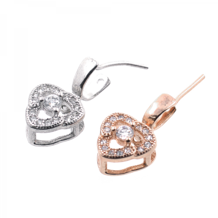 DIY Rose gold plated or rhodium plated sterling silver 925 clasp 14 x 8 mm