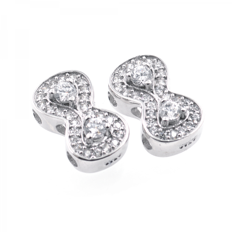 Fai da te Perlina  in argento 925 placcata in rodio 15 x 9 mm