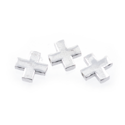 DIY Rhodium plated sterling silver 925 cross bead 8 mm