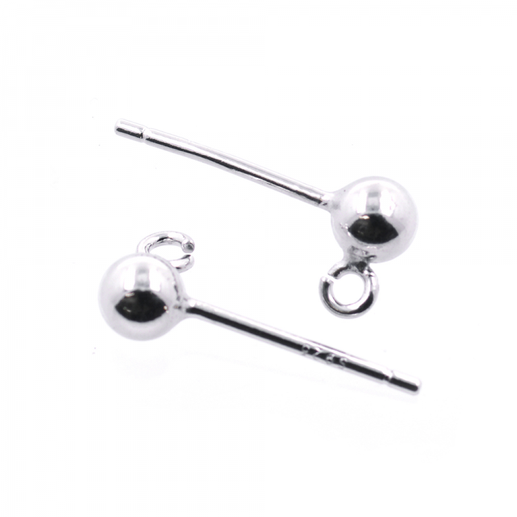 DIY Tête d'épingle en argent 925 plaqué rhodium 15 x 7 mm