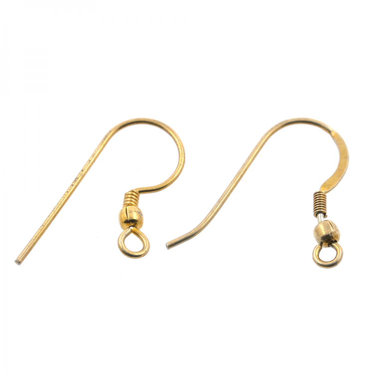 Crochet de boucle d'oreille en argent 925 plaqué or 17 X 0.77 mm
