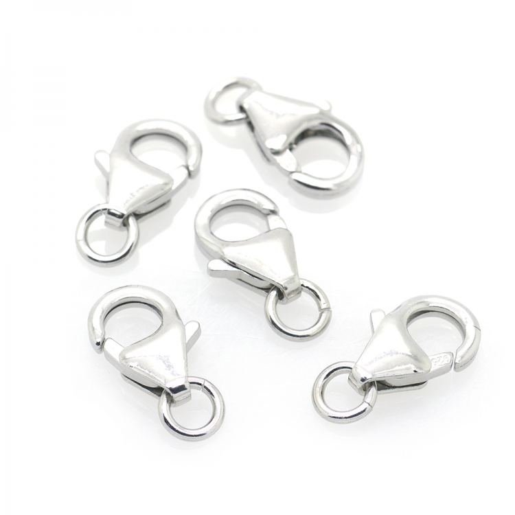DIY Mosquetón de plata 925 bañada en rodio 13 x 6 mm
