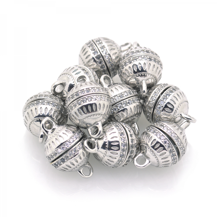 Rhodinierte Magnetschließe aus 925er Sterlingsilber 16 x 10 mm