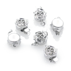 Rhodium plated 925 sterling silver flower clasp 13 x 8 mm