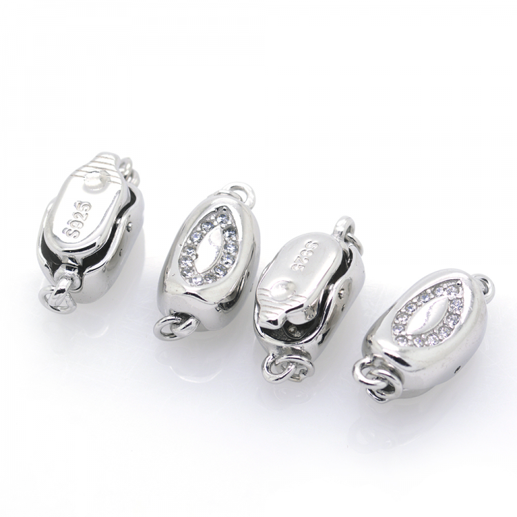 Fermoir en argent 925 rhodié 17 x 8 mm