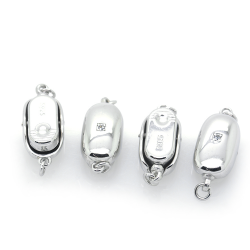 Chiusura in argento 925 placcato rodio con zirconi 19 x 8 mm