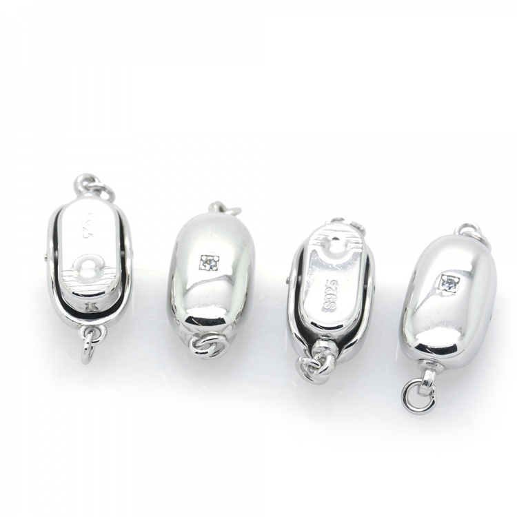 Fermoir en argent 925 rhodié avec zircon 19 x 8 mm