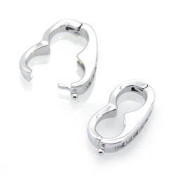 Rhodium plated sterling silver 925 clasp with zirconia 20 x 10 mm