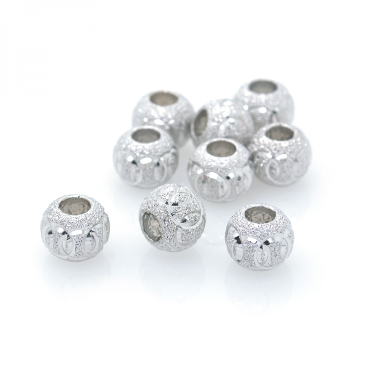 DIY Perle en argent 925 rhodié 8 ou 6 mm