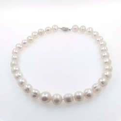 Collar de  perlas  de rio 13 mm en plata con 40 cm de largo