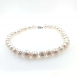 River pearl necklace 13 mm in silver with 40 cm length