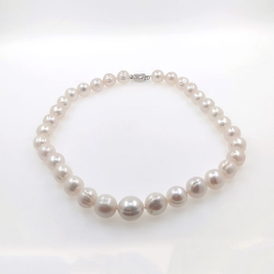 Collier de perles de rivière 13 mm en argent d'une longueur de 40 cm