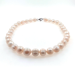 River pearl necklace 12 mm in silver with 40 cm length