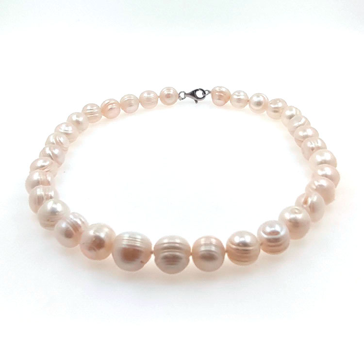 Collar de  perlas  de rio 12 mm en plata con 40 cm de largo
