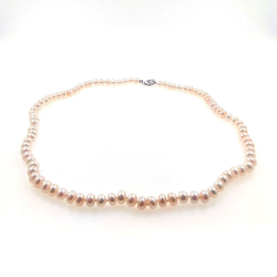 Collana di perle di fiume 6,3 mm in argento lunga 40 cm