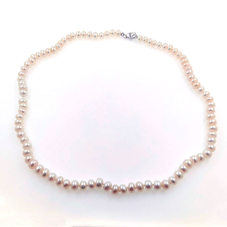 Collana di perle di fiume 6,3 mm in argento lunga 40 cm