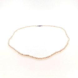 Collar de  perlas de rio 3 mm en plata con 40 cm de largo