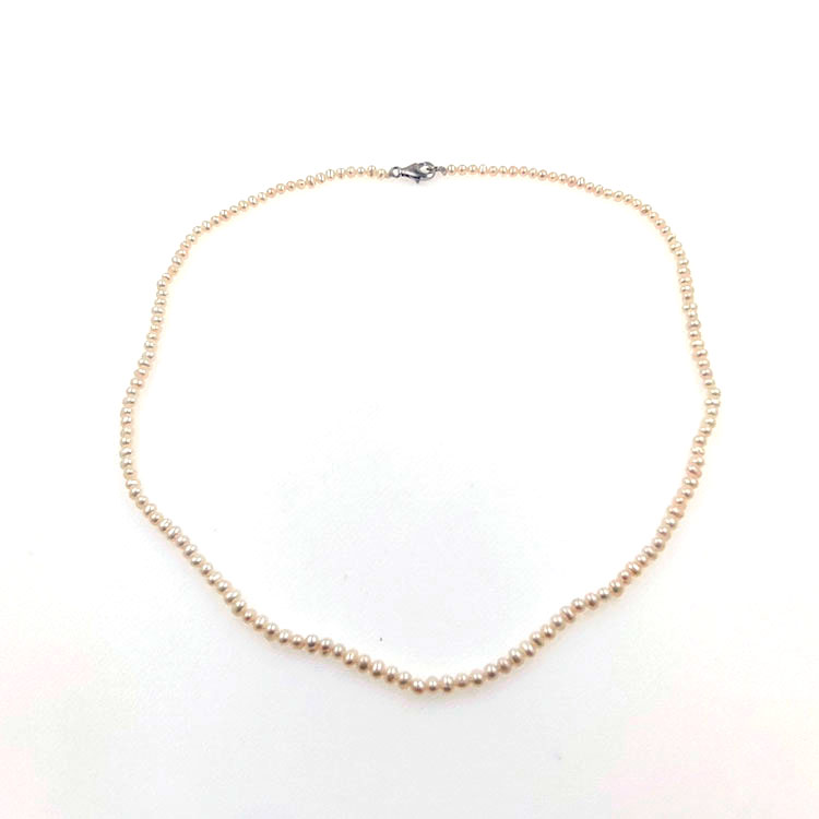 Collana di perle di fiume 3mm in argento lunga 40 cm