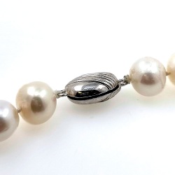 Collana di perle di fiume 10 mm in argento lunga 40 cm