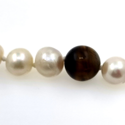 Collana di perle di fiume e occhio di tigre in argento da 11 mm con lunghezza di 40 cm