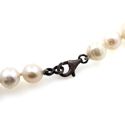 Collier de perles de rivière et d'oeil de tigre en argent de 11 mm et d'une longueur de 40 cm
