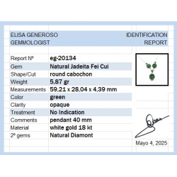 Fei Cui Halskette aus natürlichem Jadeit mit natürlichem Diamant aus 18kt Weißgold