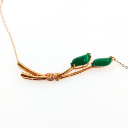 Fei Cui Halskette aus natürlichem Jadeit mit natürlichem Diamant aus 18kt Weißgold