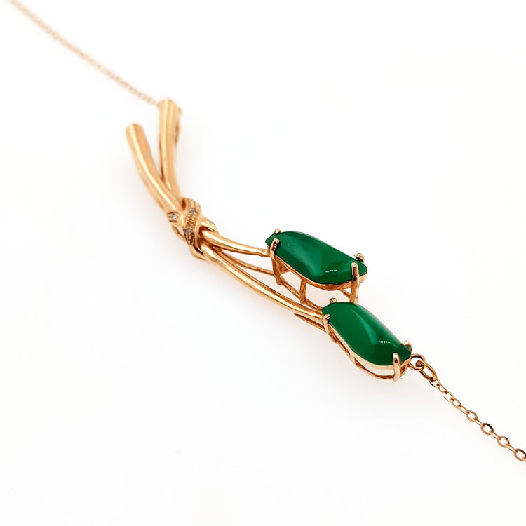 Fei Cui Halskette aus natürlichem Jadeit mit natürlichem Diamant aus 18kt Weißgold
