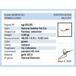 Fei Cui Halskette aus natürlichem Jadeit mit natürlichem Diamant aus 18kt Weißgold