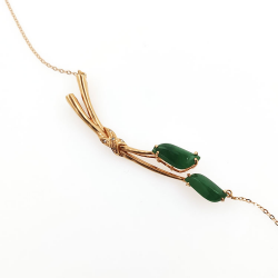 Fei Cui Halskette aus natürlichem Jadeit mit natürlichem Diamant aus 18kt Weißgold