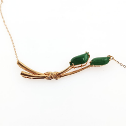 Fei Cui Halskette aus natürlichem Jadeit mit natürlichem Diamant aus 18kt Weißgold