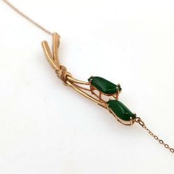 Fei Cui Halskette aus natürlichem Jadeit mit natürlichem Diamant aus 18kt Weißgold
