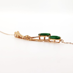 Fei Cui Halskette aus natürlichem Jadeit mit natürlichem Diamant aus 18kt Weißgold