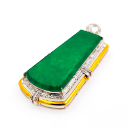 Pendentif Fei Cui en jadéite naturelle avec diamant naturel en or blanc 18 carats