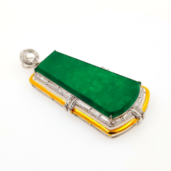Pendentif Fei Cui en jadéite naturelle avec diamant naturel en or blanc 18 carats