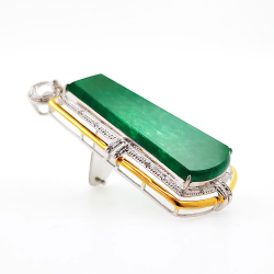 Pendentif Fei Cui en jadéite naturelle avec diamant naturel en or blanc 18 carats