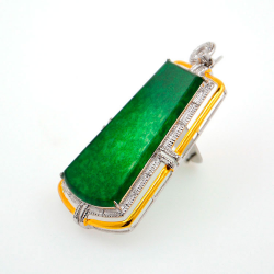 Pendentif Fei Cui en jadéite naturelle avec diamant naturel en or blanc 18 carats