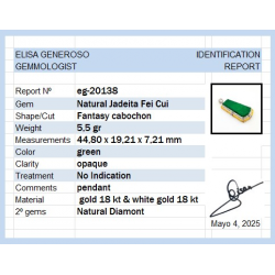 Pendentif Fei Cui en jadéite naturelle avec diamant naturel en or blanc 18 carats