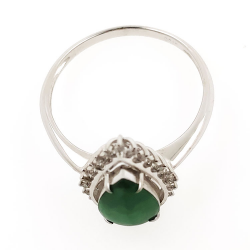 Anillo sol de Jadeita Fei Cui Natural con Diamante Natural en oro blanco de 18kt