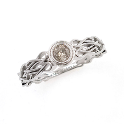 Anello con diamante in oro bianco 14kt Nodo celtico