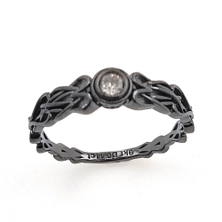Diamond Ring in 9kt yellow gold with black rhodium plating in Celtic knot